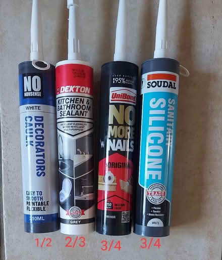 Photo of free Leftover partially used silicone, caulk, no more nails (Berrylands KT5) #1