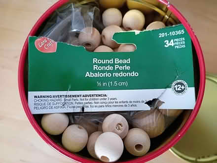 Photo of free Crackers Tin w/ wood Beads (Vacaville) #2