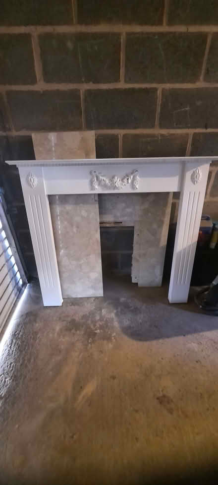Photo of free Wooden fire surround. Marble quartz hearth & fireplace back (Holmes Chapel CW4) #1