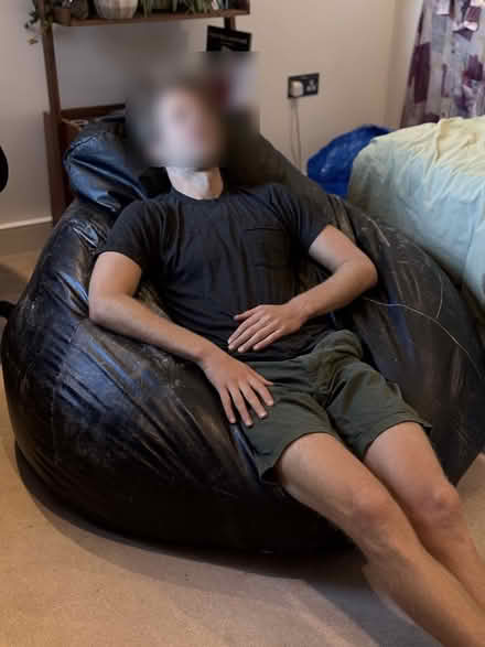 Photo of free Black leather beanbag super comfy (Hornsey N8) #1