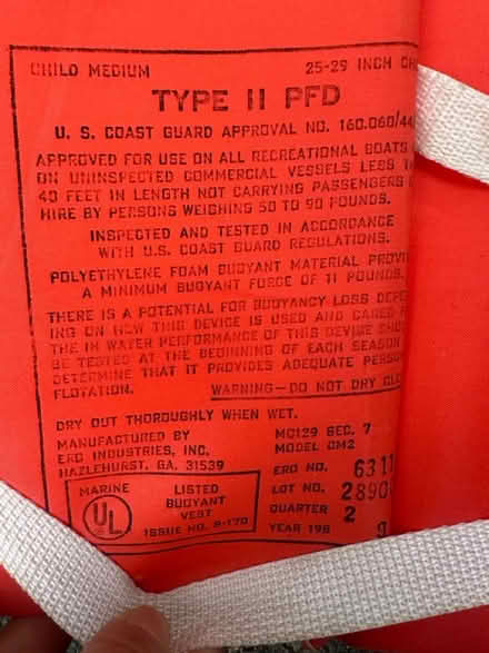 Photo of free Two Child life vests (belmont/watertown line) #3