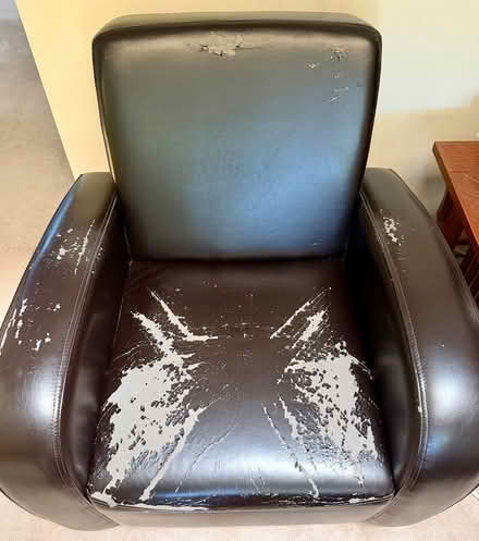 Photo of free Leather sofa chair needs new paint (Near De Anza College) #1