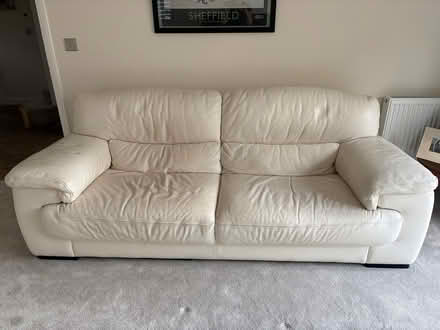 Photo of free White leather sofa (Penistone S36) #1