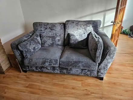 Photo of free Grey crushed velvet sofa (Great Yarmouth NR30) #1