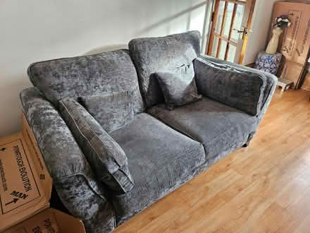Photo of free Grey crushed velvet sofa (Great Yarmouth NR30) #2