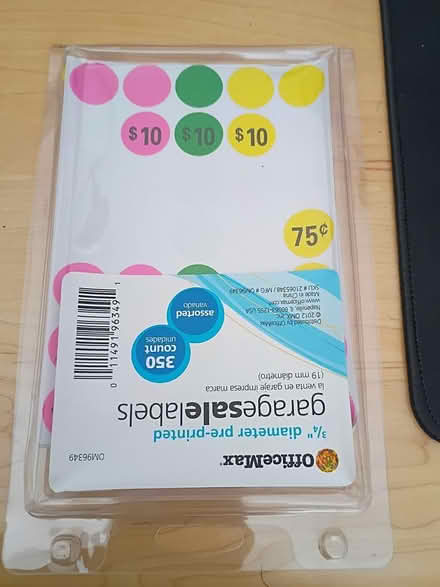 Photo of free Officemate Garage Sale Labels (Vacaville) #1