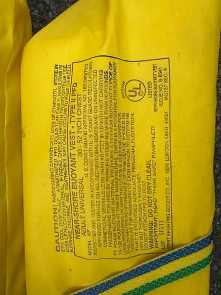 Photo of free Adult life vest (belmont/watertown line) #1