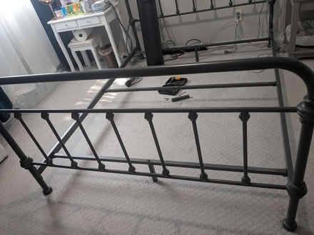 Photo of free Metal queen bed frame, dark grey (Brooklyn Park) #2