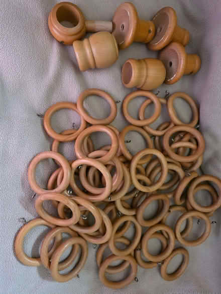 Photo of free 50 wooden curtain rings with pole fixings (Maidenhead SL6) #1