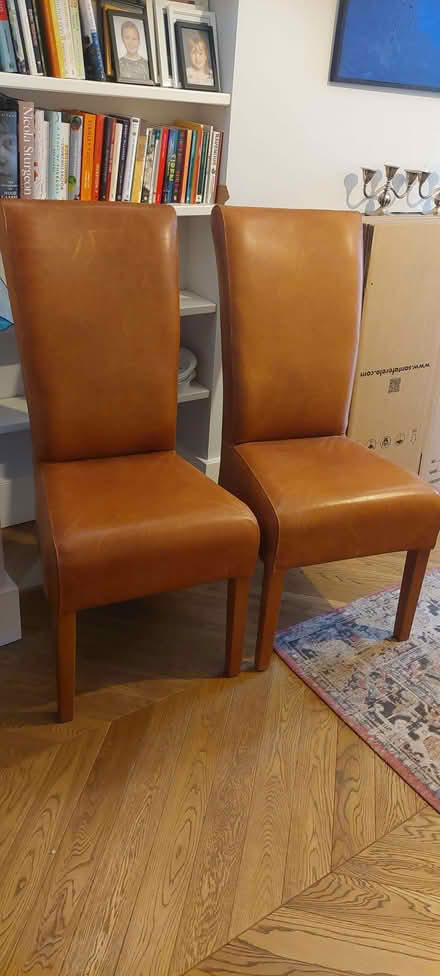 Photo of free 2 high-backed leather dining chairs (Putney SW15) #1