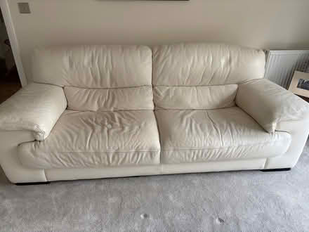 Photo of free White leather sofa (Penistone S36) #2