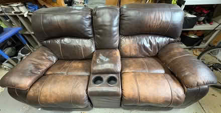 Photo of free Leather recliner rocker loveseat (Holly Springs) #1