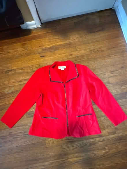 Photo of free Size 18 Red w/Black “Leather” Trim (Clason Point Bronx NY) #1