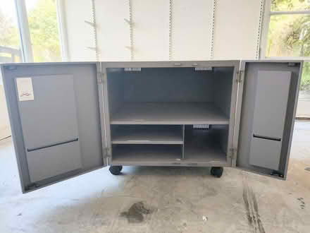Photo of free Grey metal office storage cabinet (Leatherhead KT22) #2