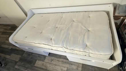 Photo of free Single bed frame with mattress and underneath drawes (Worton TW3) #2