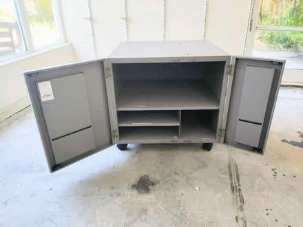Photo of free Grey metal office storage cabinet (Leatherhead KT22) #3