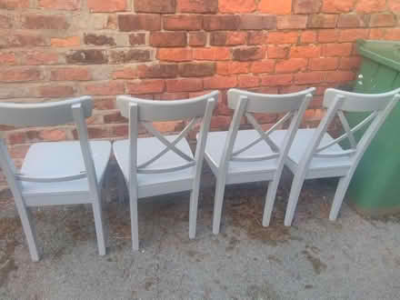 Photo of free 4 wooden dining chairs (Poulton CH44) #1