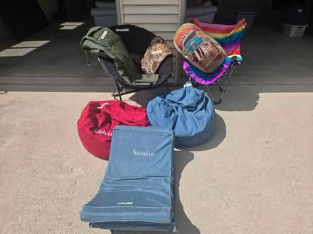 Photo of free 2 camping chairs 3 bean bag chairs (Combined locks) #2