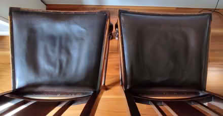 Photo of free Pair of vintage Jas. Shoolbred & Co wooden dining chairs (Tolworth KT6) #2