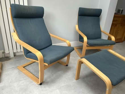 Photo of free Two poang armchairs with matching footstool (Raynes Park SW20) #1