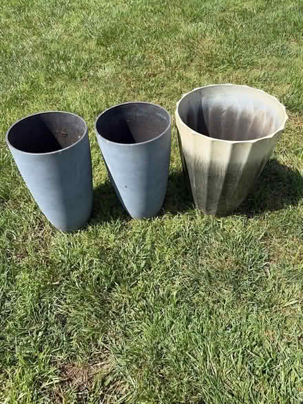 Photo of free 3 tall deep flower pots (Oxford) #1