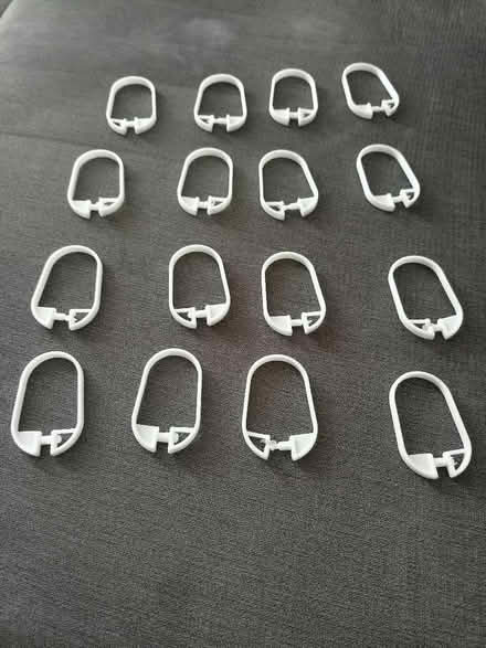 Photo of free Clip Type Shower/Curtain Hooks x 16 White (Orton Waterville PE2) #1