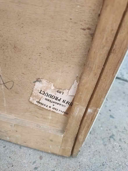 Photo of free white 1940s or 50s vintage slim wooden chest of drawers (Leatherhead KT22) #4
