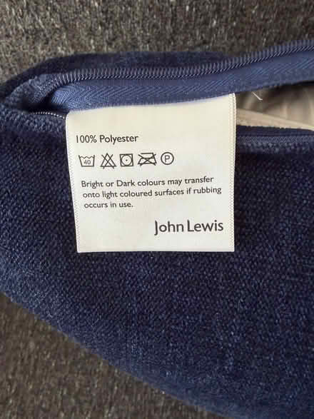Photo of free Three John Lewis navy blue chenille cushions - feather pads (Arborfield Garrison RG2) #2
