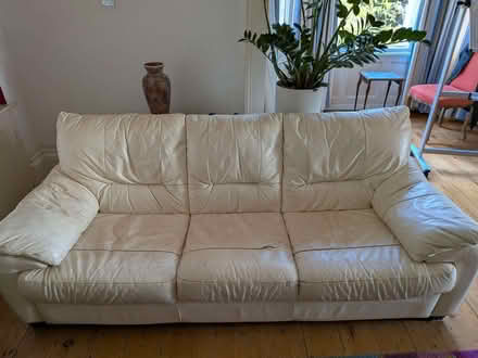 Photo of free White sofas - one 2 seater, one 3 seater (Five Ways SW19) #1