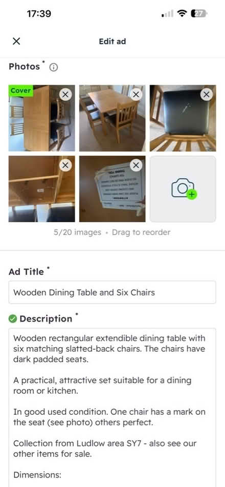 Photo of free Dining table and six chairs (Leintwardine SY7) #1
