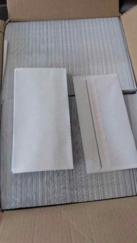 Photo of free Unused box of 1000 plain white envelopes (220mm x 110mm) (Gorse Hill GU22) #1