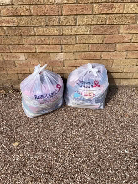 Photo of free 2 charity bags of various fabric. (Higham North area NN10) #1