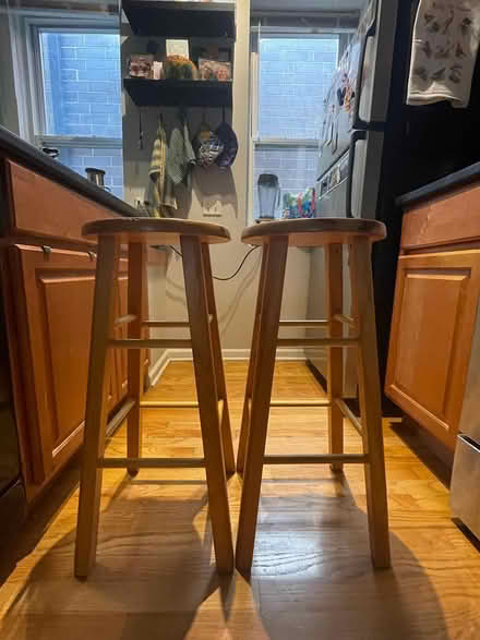 Photo of free 2 wooden bar stools (Wicker Park) #3