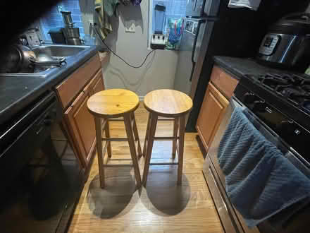 Photo of free 2 wooden bar stools (Wicker Park) #2