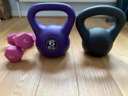 Photo of free Kettlebells (6kg & 12kg) and 2kg Dumbbells Set (Emlyn Gardens W12) #1