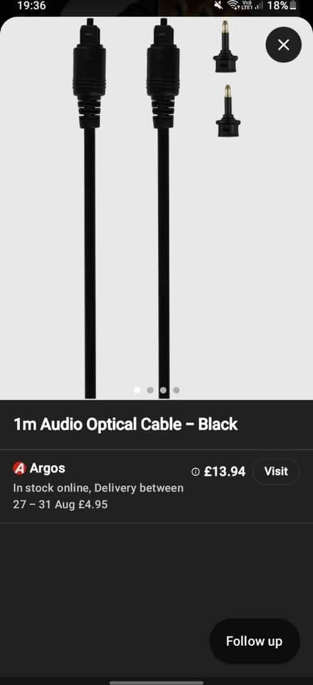Photo of TOSLINK optical cable (Stretford M32) #1