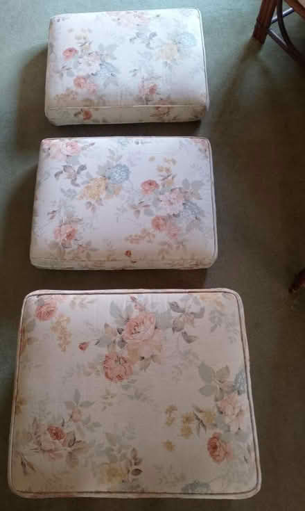 Photo of free Floral footstool/pouffe, plus two cushions (Halstead CO9) #3
