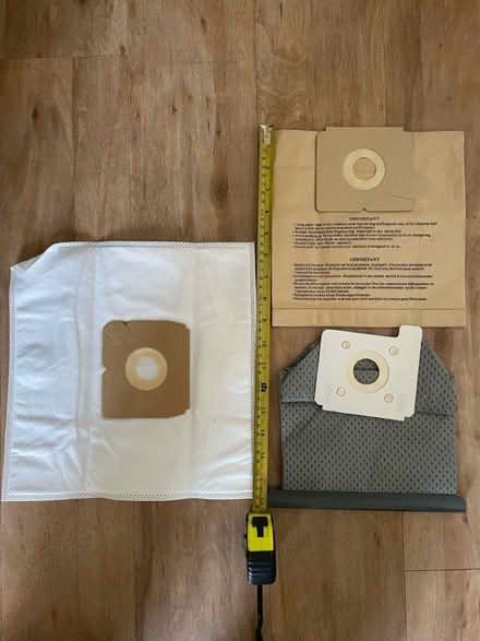 Photo of free Three assorted vacuum cleaner bags (By Hackney Downs station E5) #1