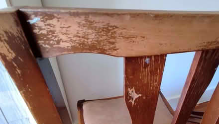 Photo of free Pair of Vintage Mid-Century Wooden Dining Chairs – Tan Vinyl (Tolworth KT6) #2