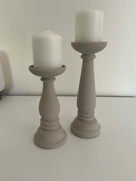 Photo of free Pair of grey stone candlesticks & new candles (Arborfield Garrison RG2) #2