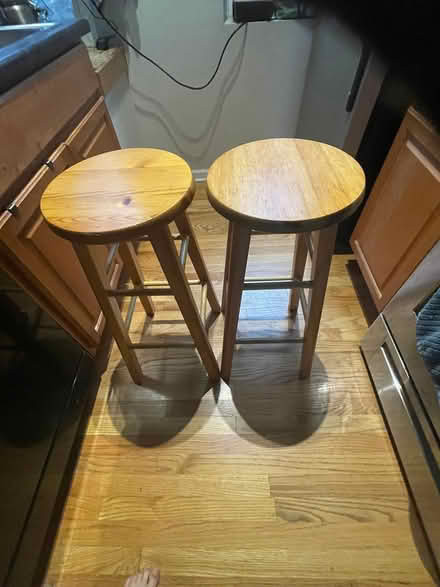 Photo of free 2 wooden bar stools (Wicker Park) #1