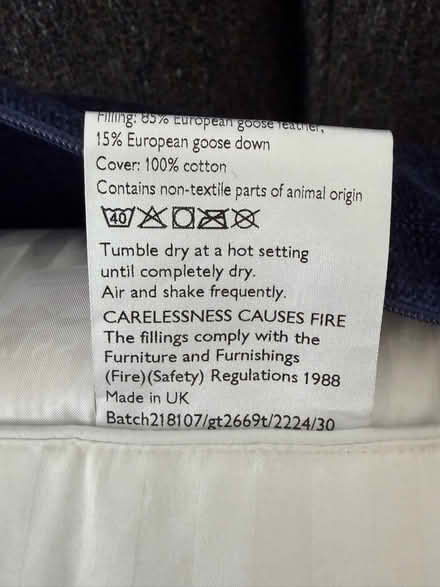 Photo of free Three John Lewis navy blue chenille cushions - feather pads (Arborfield Garrison RG2) #4