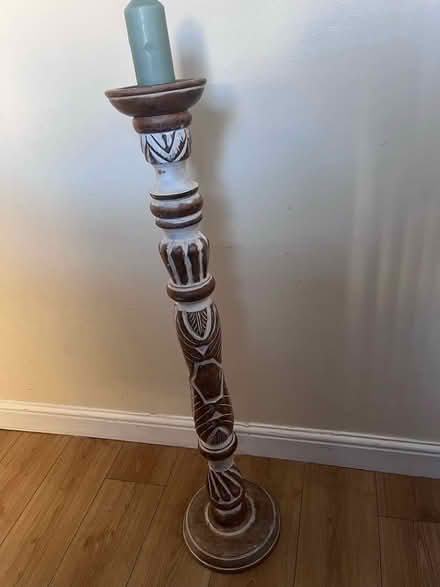 Photo of free Large wooden candle stick (Garston L19) #1