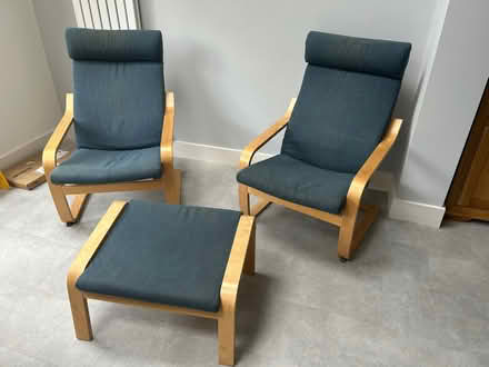Photo of free Two poang armchairs with matching footstool (Raynes Park SW20) #2