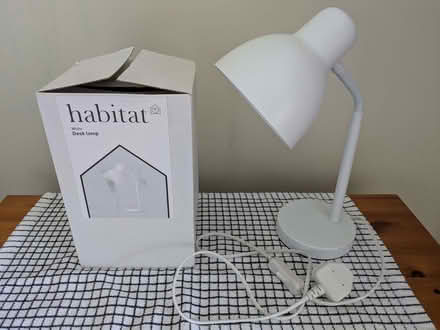 Photo of free Habitat White Desk lamp with led bulb. (Galashiels TD1) #1