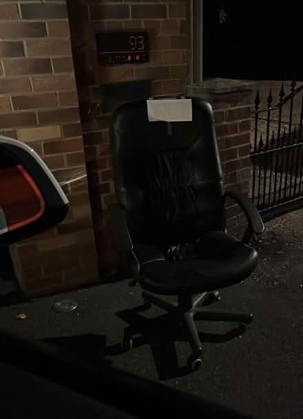 Photo of free Black leather office chair (Old Winsdor SL4) #1