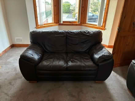 Photo of free 2 large leather sofas (Falkland KY15) #1