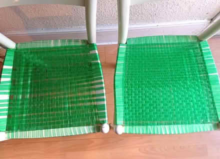 Photo of free 2 upcycled dining chairs (white with green plastic seats) (Saint Denys SO17) #2