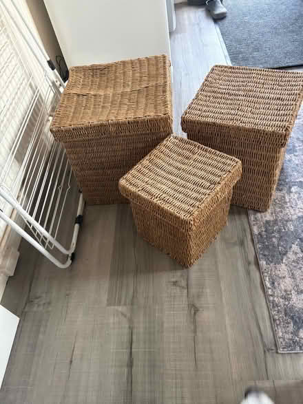 Photo of free 3 x wicker storage baskets (stacking) (Bishops Hull TA1) #3