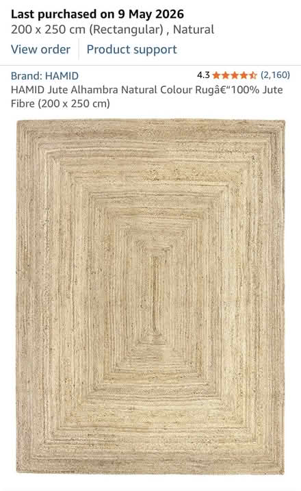 Photo of free 200 × 250cm Jute Area Rug (Dunderrow) #1